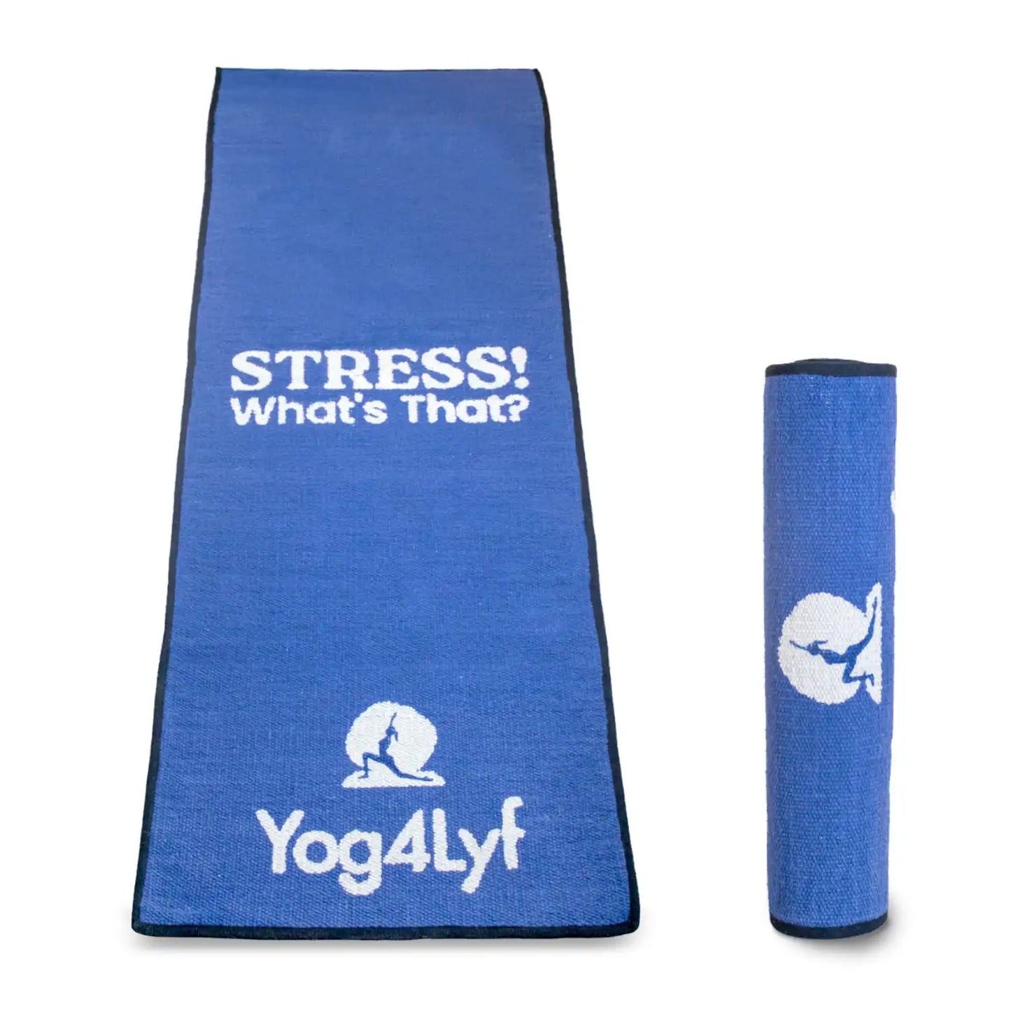 Stress Relief Quote 5 MM Blue Cotton Yoga Mat