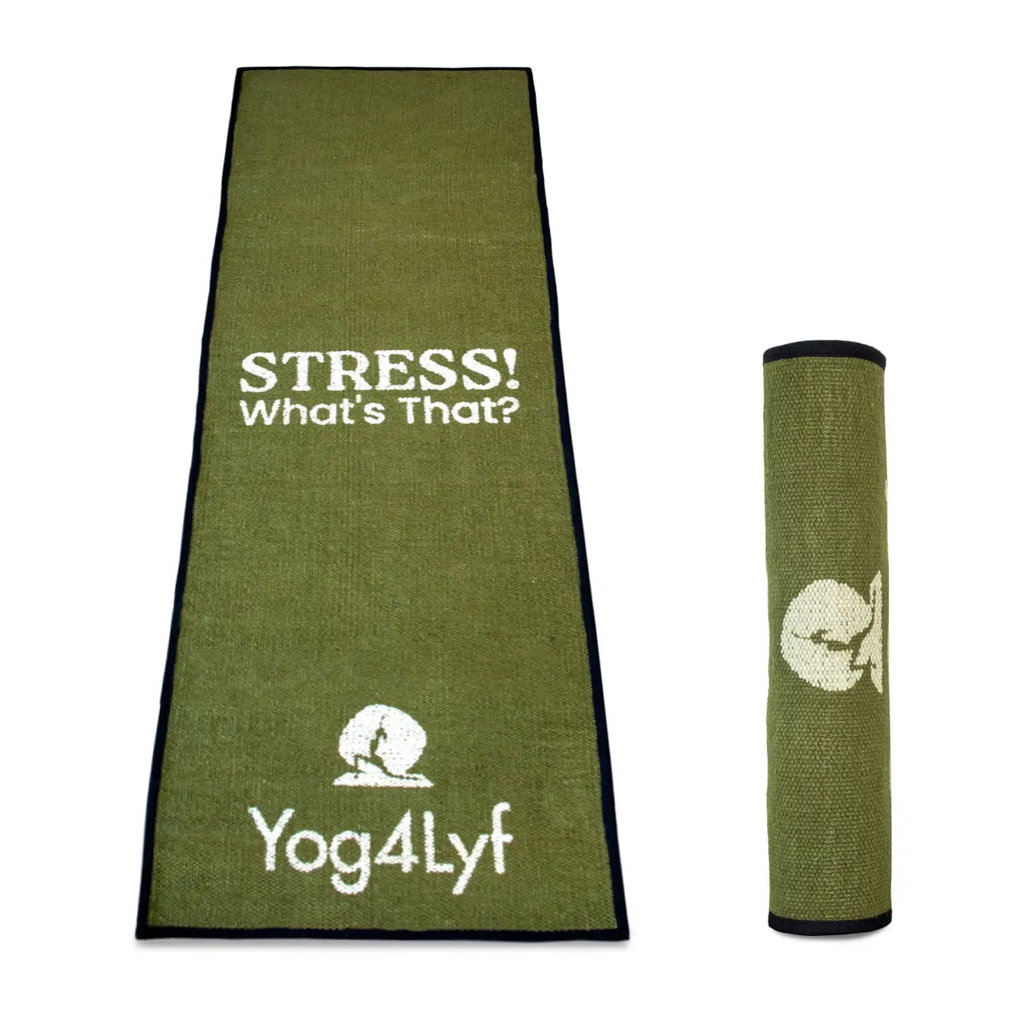 Stress Relief Quote 5 MM Green Cotton Yoga Mat