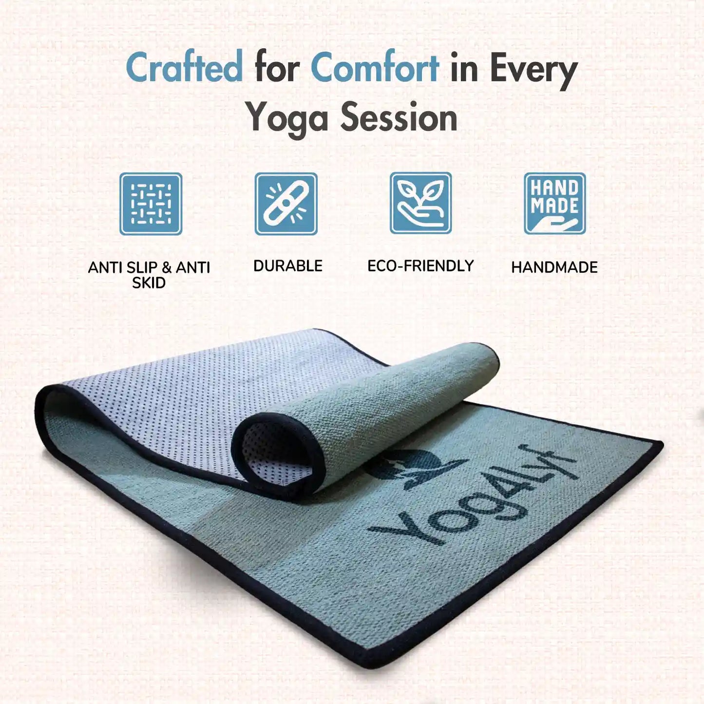 Stress Relief Quote 5 MM Grey Cotton Yoga Mat