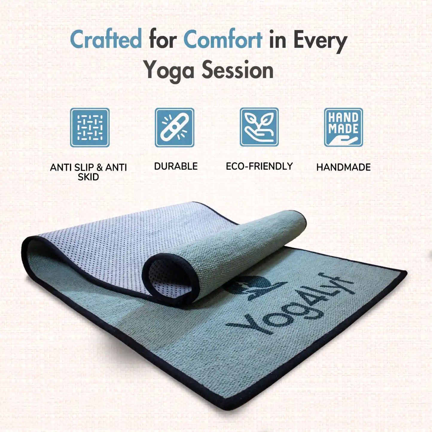Yoga Quote 5 MM Grey Cotton Yoga Mat