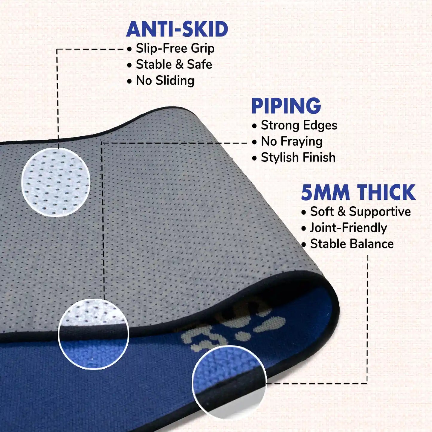 Stress Relief Quote 5 MM Blue Cotton Yoga Mat