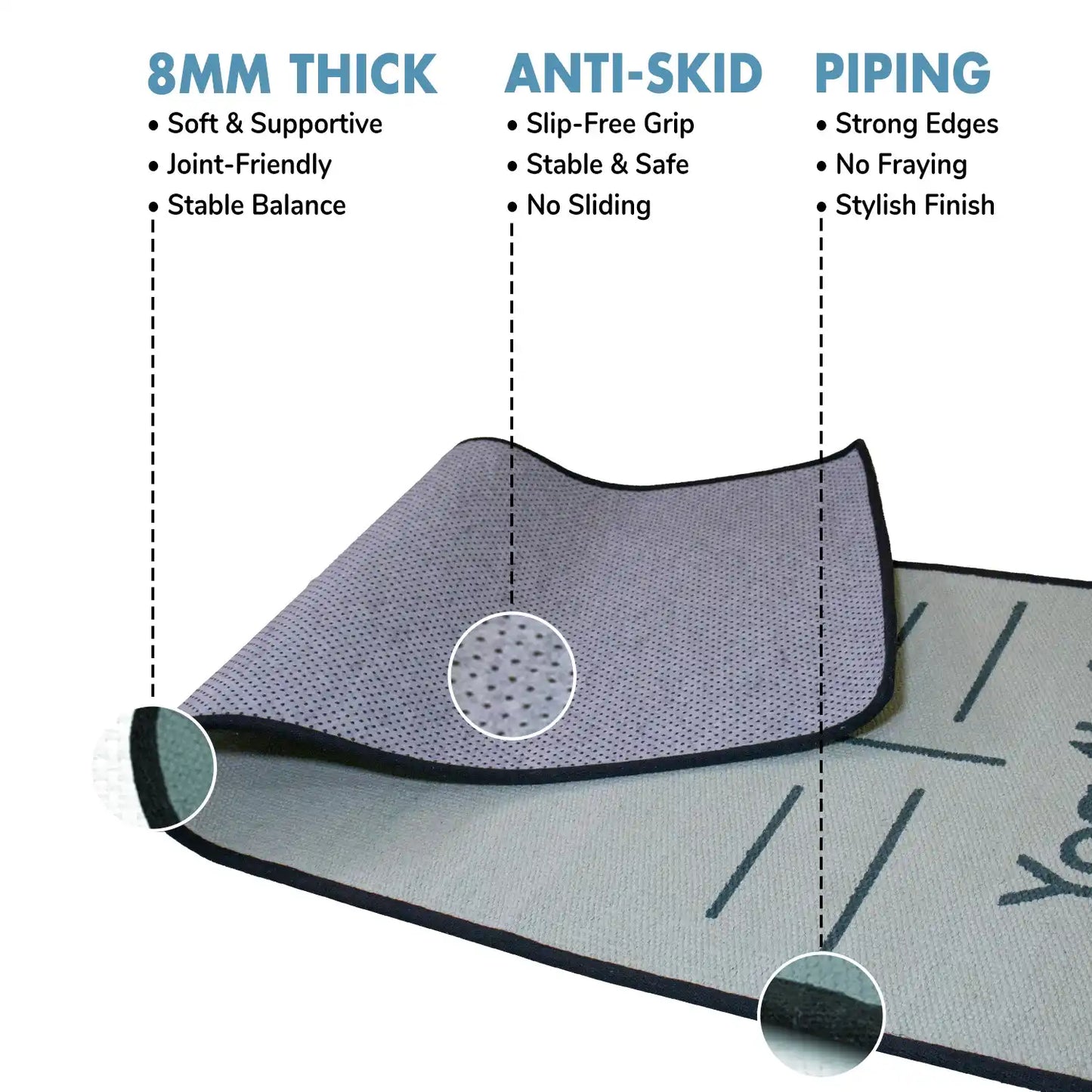 Alignment Design 8 MM Grey Cotton Yoga Mat