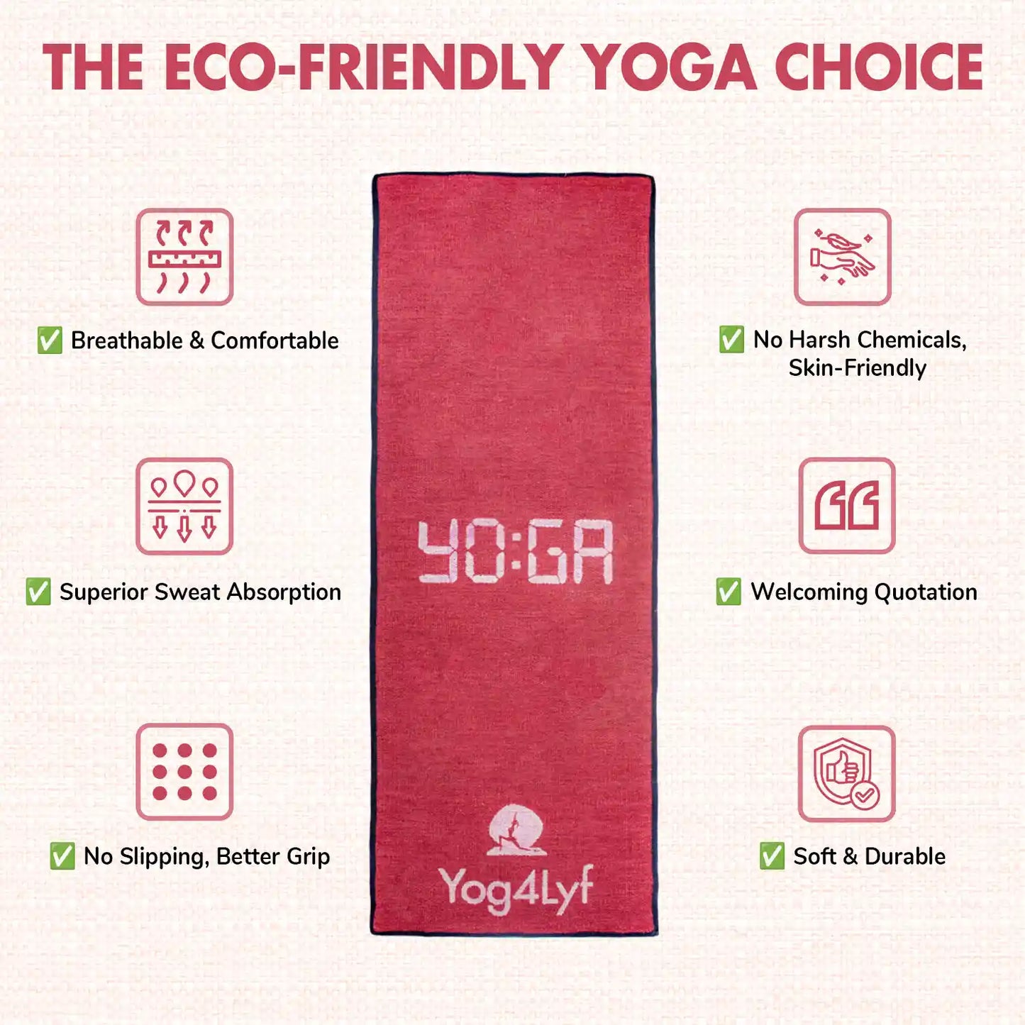 Yoga Quote 5 MM Red Cotton Yoga Mat
