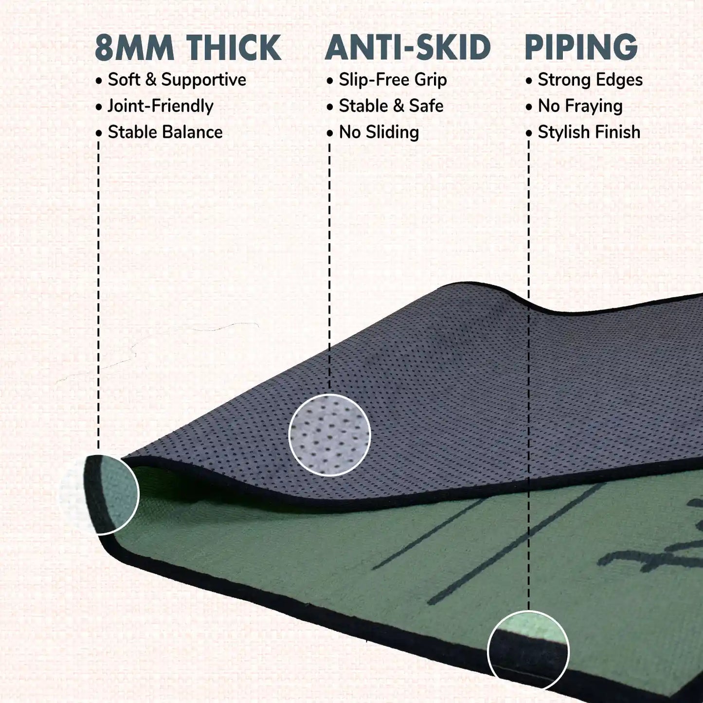 Alignment Design 8 MM Pastel Green Cotton Yoga Mat