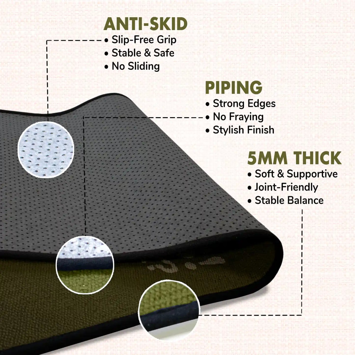 Yoga Quote 5 MM Green Cotton Yoga Mat
