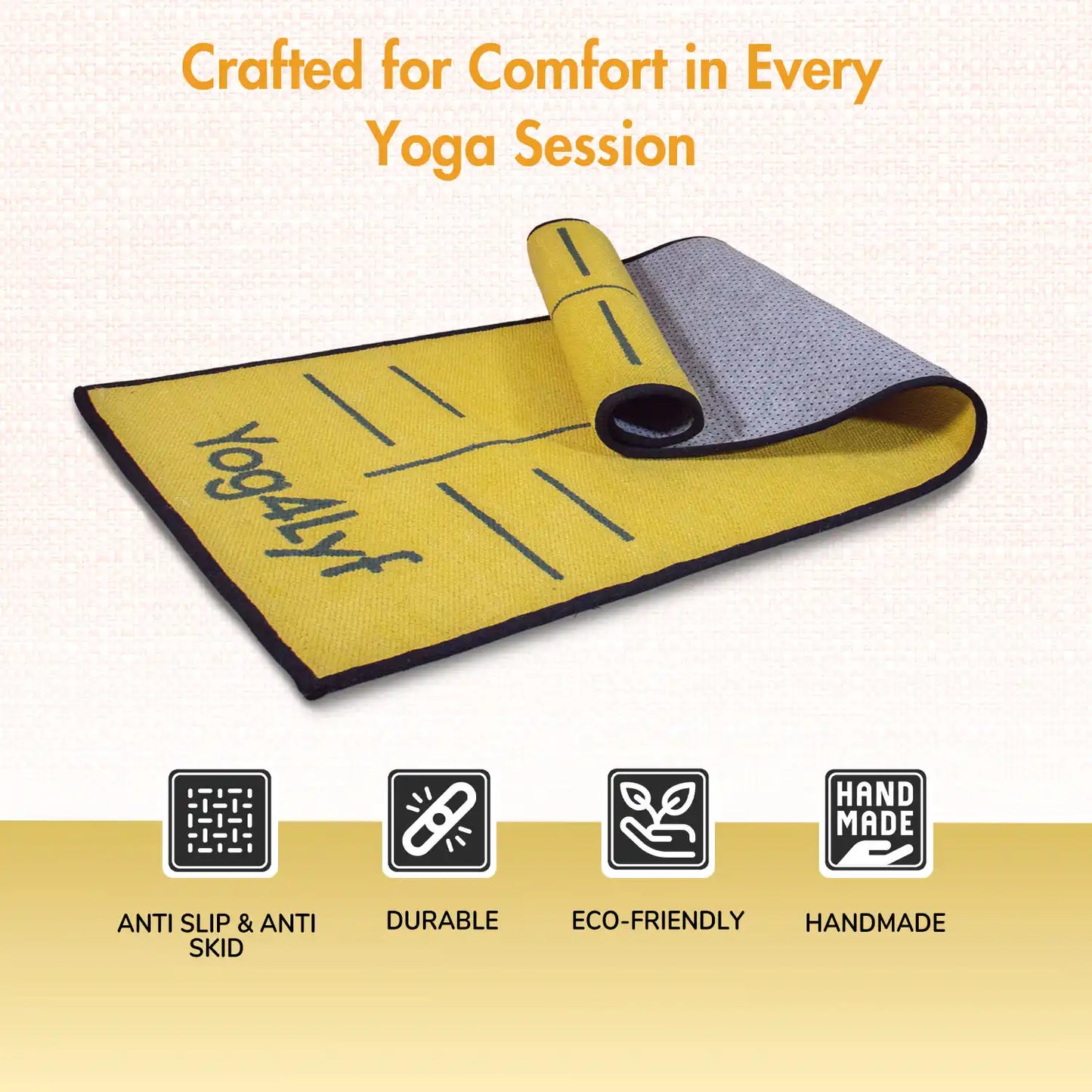 Alignment Design 8 MM Yellow Cotton Yoga Mat