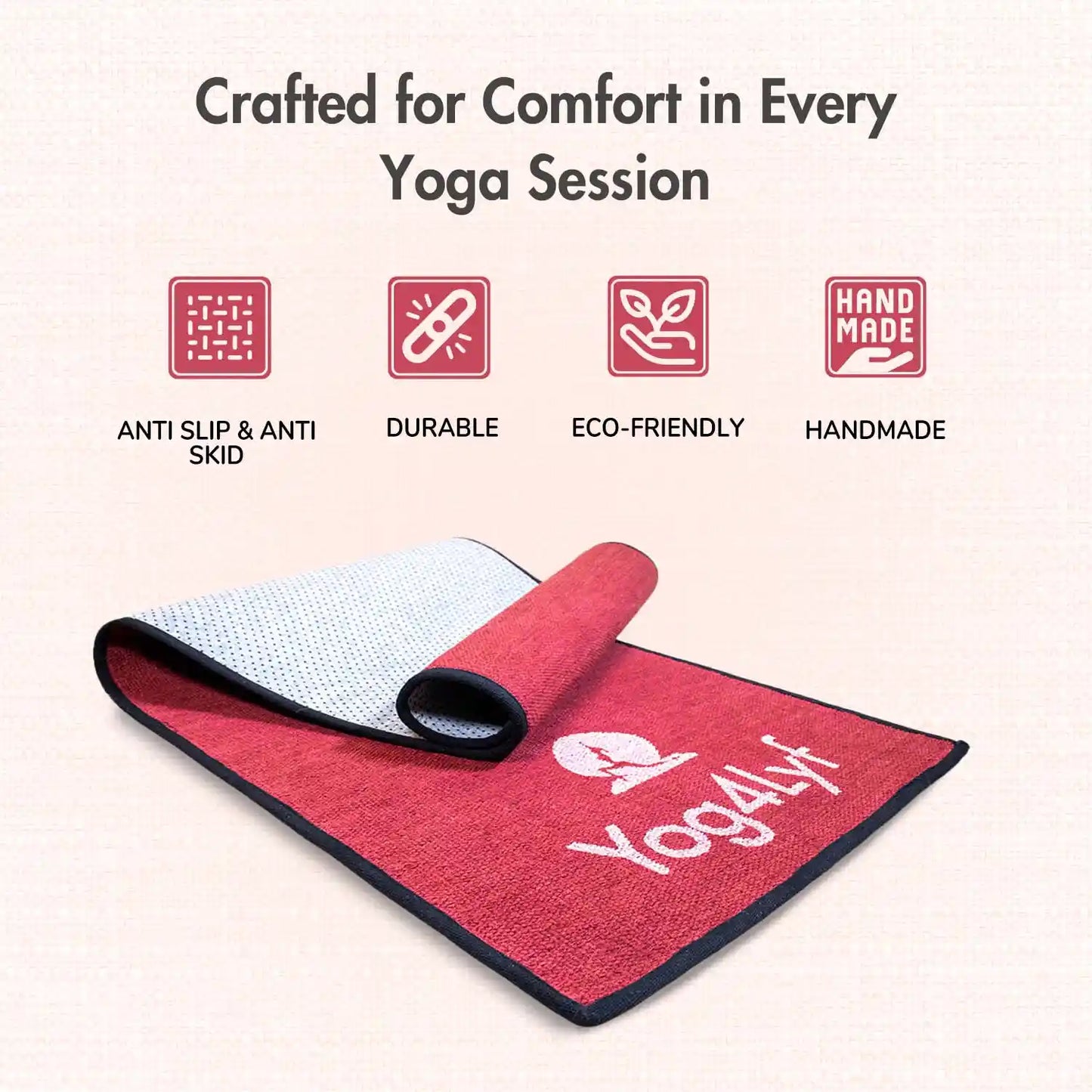 Stress Relief Quote 5 MM Red Cotton Yoga Mat