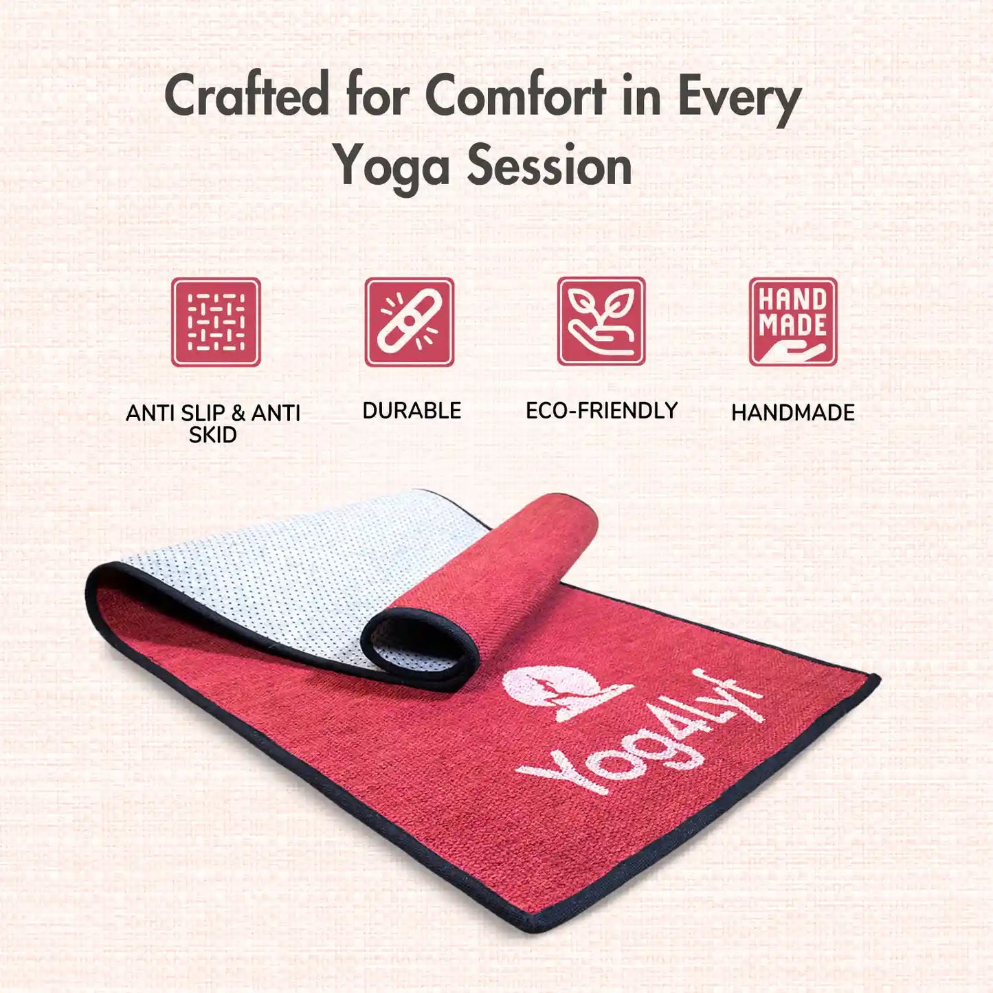 Yoga Quote 5 MM Red Cotton Yoga Mat