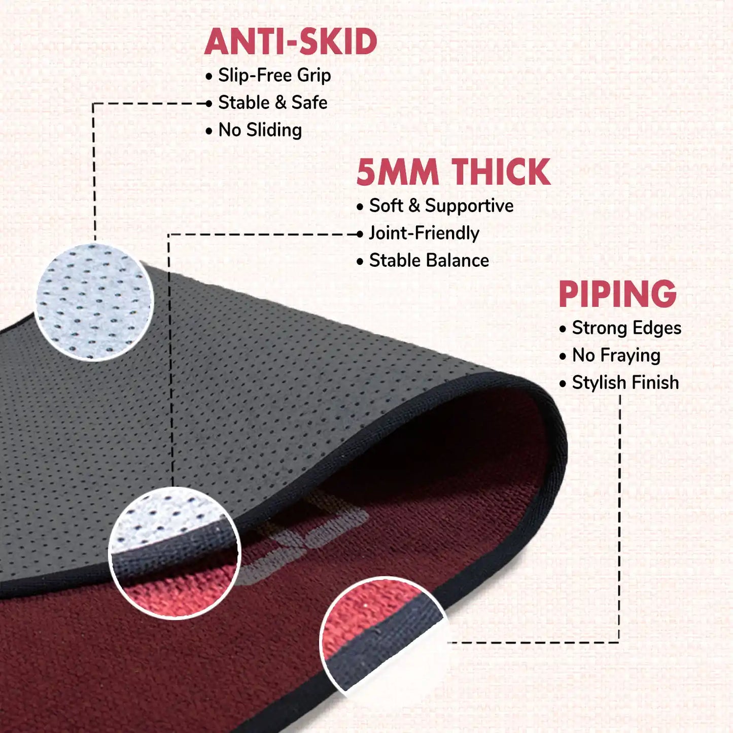 Yoga Quote 5 MM Red Cotton Yoga Mat