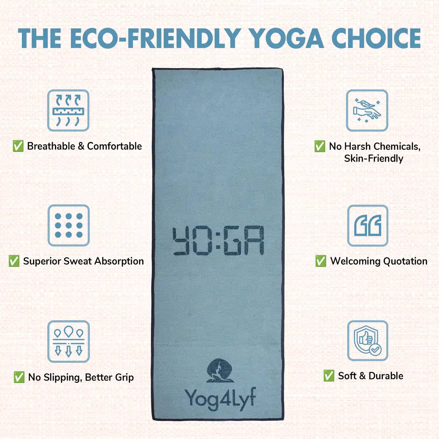 Yoga Quote 5 MM Grey Cotton Yoga Mat