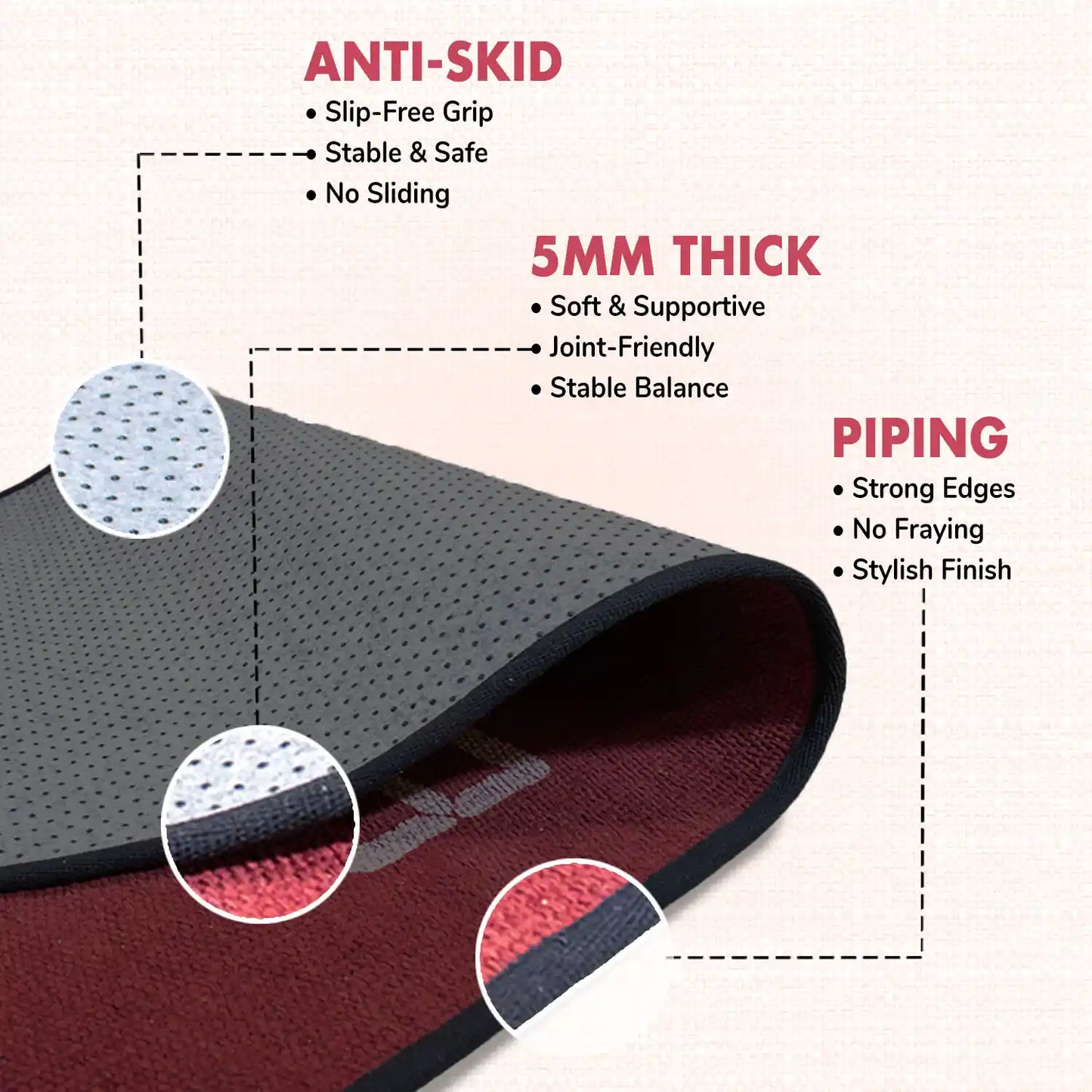 Stress Relief Quote 5 MM Red Cotton Yoga Mat