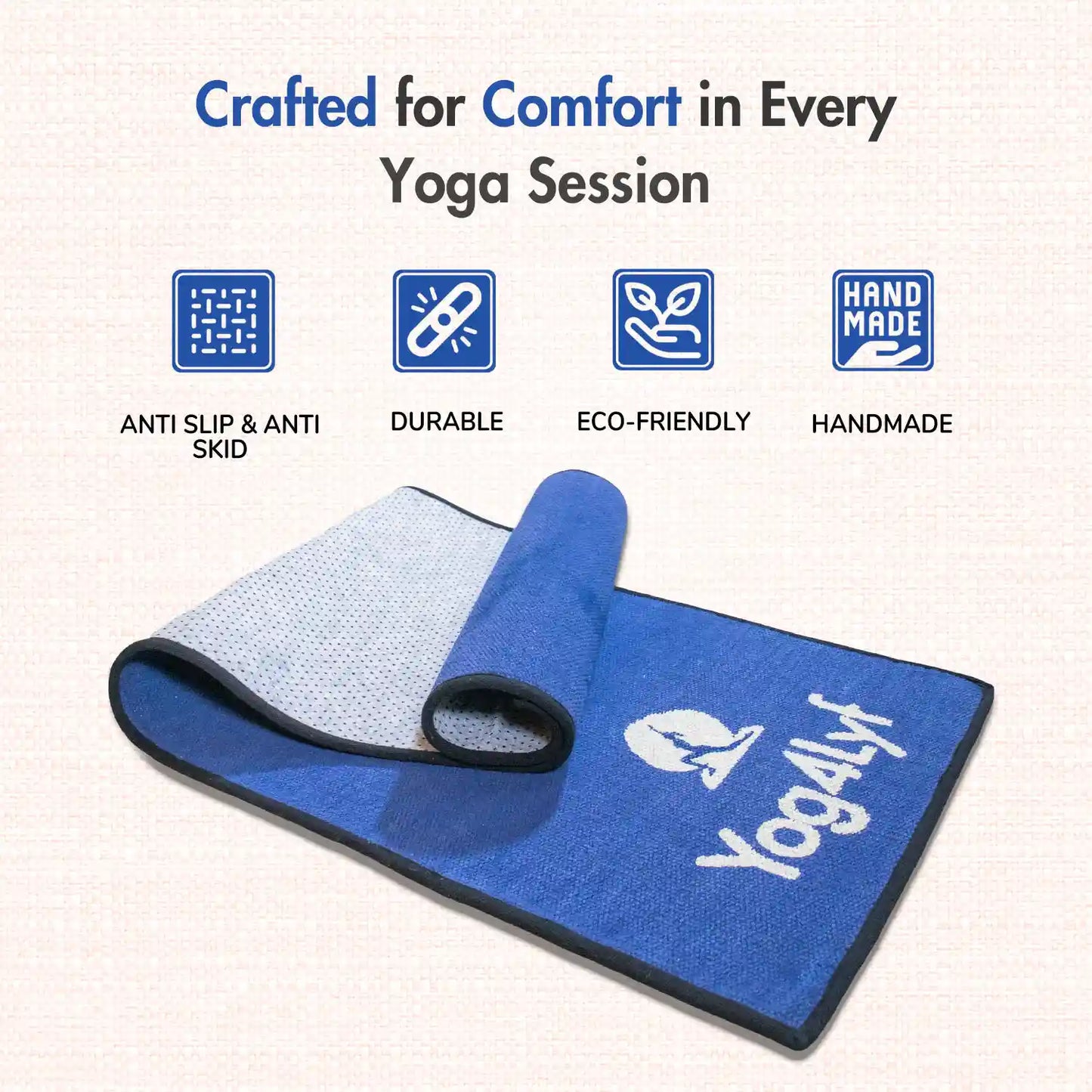 Stress Relief Quote 5 MM Blue Cotton Yoga Mat