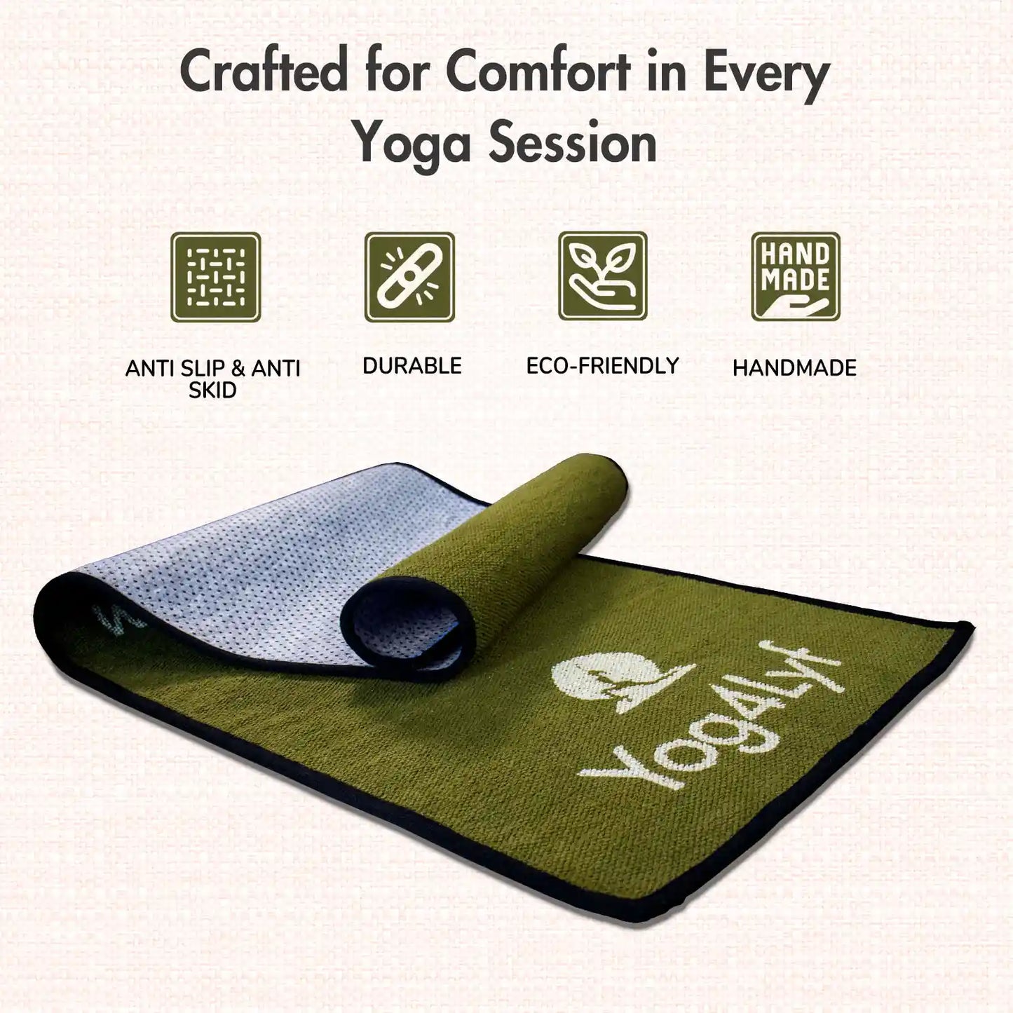 Yoga Quote 5 MM Green Cotton Yoga Mat