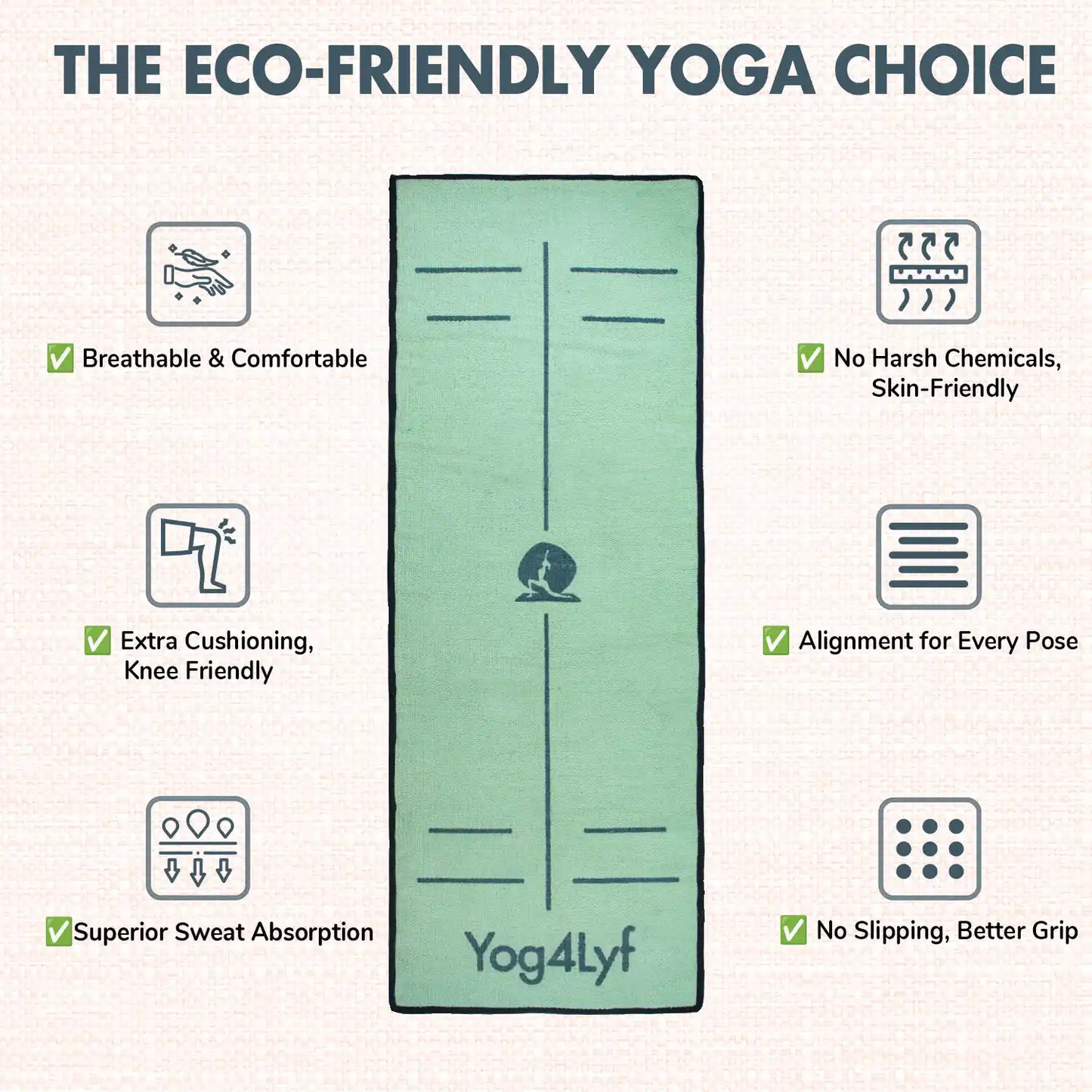 Alignment Design 8 MM Pastel Green Cotton Yoga Mat