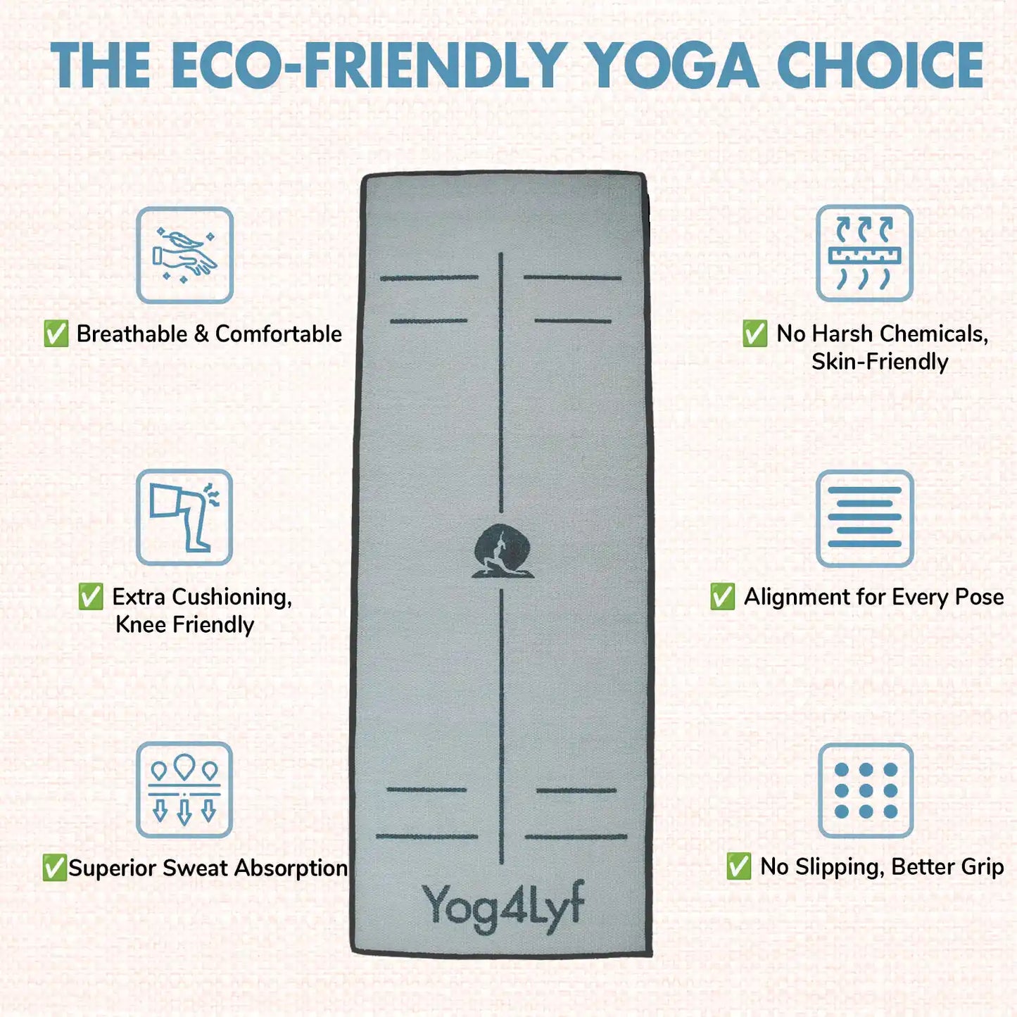 Alignment Design 8 MM Grey Cotton Yoga Mat
