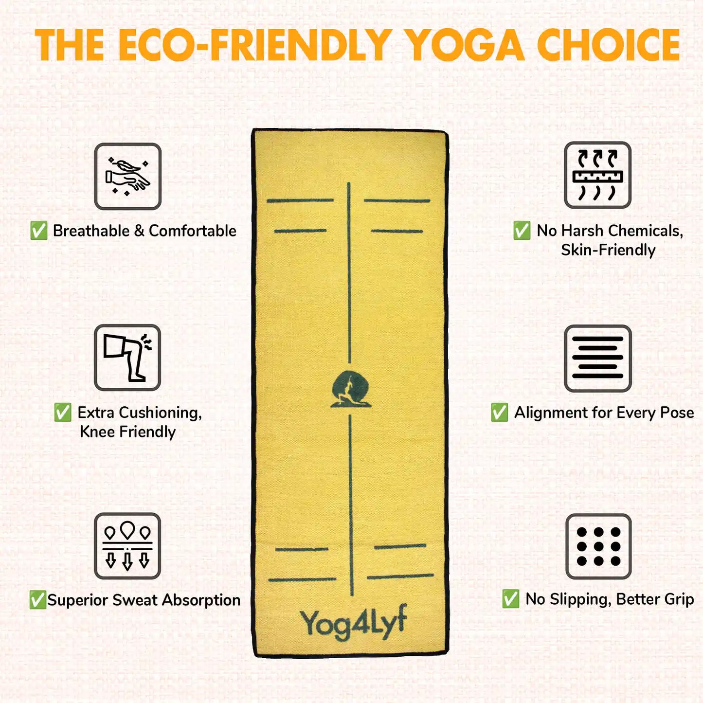 Alignment Design 8 MM Yellow Cotton Yoga Mat