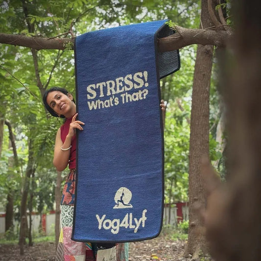 Stress Relief Quote 5 MM Blue Cotton Yoga Mat