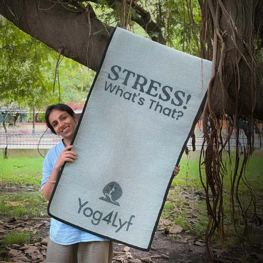 Stress Relief Quote 5 MM Grey Cotton Yoga Mat